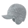 thumbnail image 2 of Winter Beanie w/Visor & Earflaps for Men Outdoor Winter Knitted Hat, 2 of 8