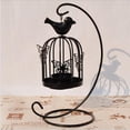 thumbnail image 2 of Retro Bird Cage Shaped Candle Holder, Hanging Candle Holders, Butterfly Candlestick Wrought Iron Perfect for Bar Yard Window Home Party Decor,Black, 2 of 6