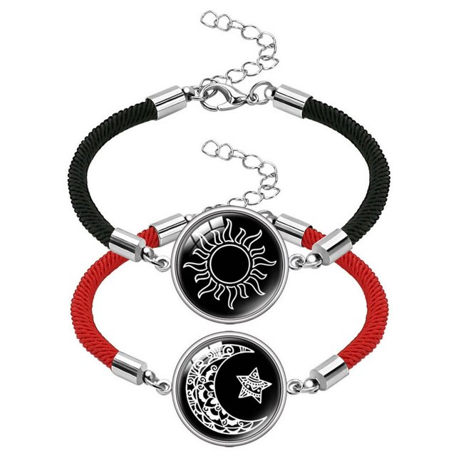CUITING 2 Pcs Bracelets Couples Romantiques Lumineux dans le Noir Bracelets Assortis pour Couples Soleil et Lune Bracelets Couple – Cadeau Parfait pour Occasions Spéciales