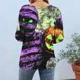 thumbnail image 4 of JOANKDMI Womens Holiday Shirts Halloween 3/4 Sleeve Crewneck Mummy Pumpkin Graphic Tees Retro Creepy Horror Print Casual Blouse Tops Y2K Fashion Loose Pullover Everyday Wear, 4 of 6