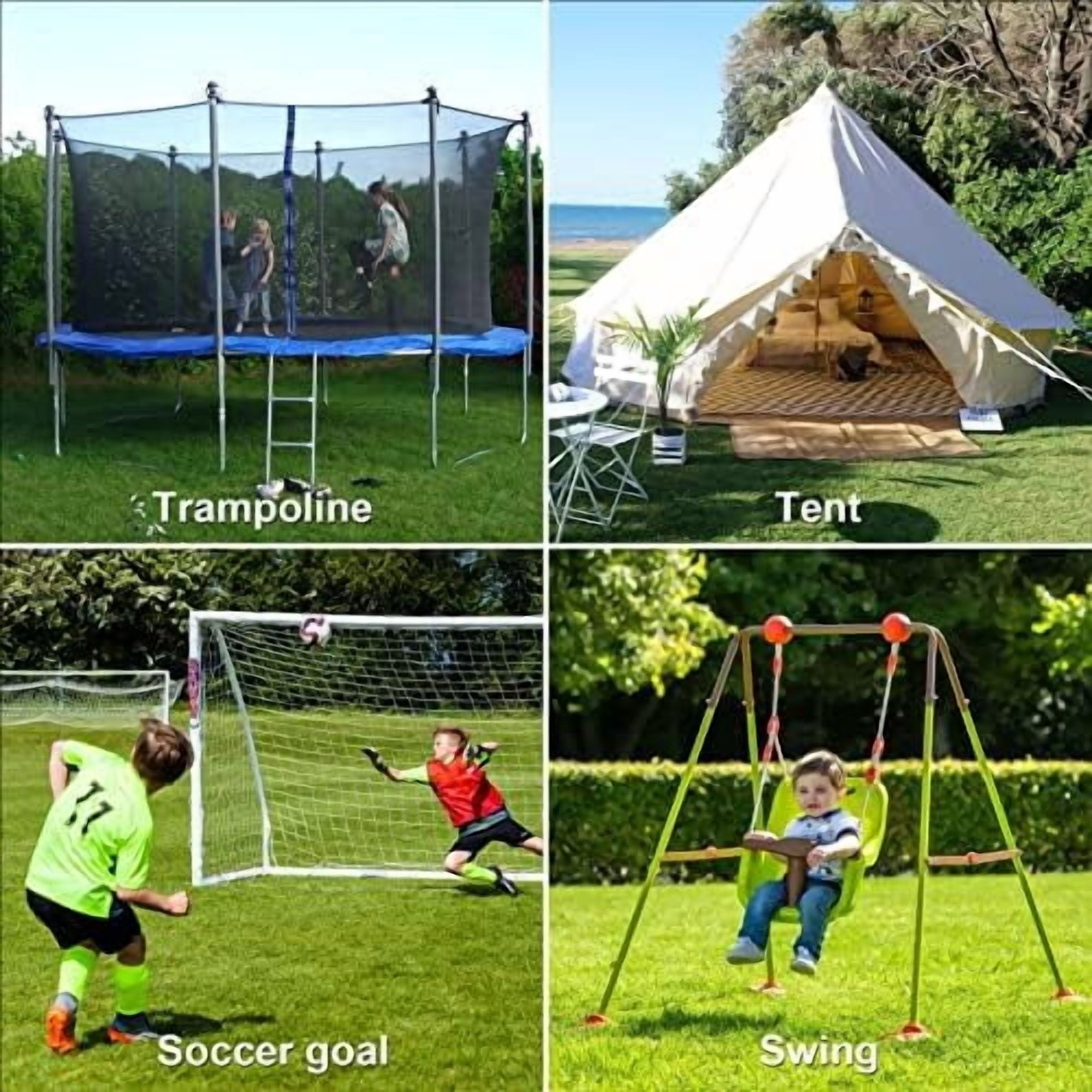 12inch Trampolines Wind Stakes Heavy Duty U Type Sharp Ends Safety Ground Anchor Galvanized Steel for Soccer Goals, Camping Tents and Huge Garden Decoration (Wind Stakes 4pcs)