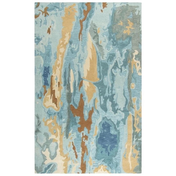 Alora Decor Flare 8' x 10' Abstract Blue/Grey/Teal/Gold Hand-Tufted Area Rug
