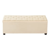 KFFKFF Upholstered Storage Ottoman Bench with Button-Tufted Design, Flip-Top Chest and Side Pockets, Metal Frame, Linen Fabric for Bedroom, Living Room, Entryway, Office, Beige