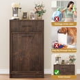 thumbnail image 4 of FOLDLIFE Fluted Tilt Out Trash Can Cabinet,Hidden Garbage Can Cabinet 10 Gallon,Freestanding Dog Proof Trash Can Cabinet,Wood Trash can for Kitchen Dining Living Room,Brown Cherry, 4 of 8