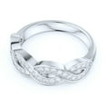 thumbnail image 3 of Sterling Silver Fancy Wave Intersecting Infinity Simulated Round Brilliant Cut Diamond Matching Ring Wedding Band (3), 3 of 6