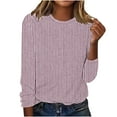 thumbnail image 2 of Floleo Womens Long Sleeve Shirts Fashion Women Shirt Casual Crew Neck Loose Tunic T-Shirt Blouse Stripe Tees, 2 of 4
