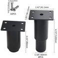 thumbnail image 4 of Juego de 4 Patas de Metal Resistentes Ajustables para Muebles para Mesa, Cama, Sofá (8-12cm, Negras), 4 of 5