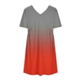 thumbnail image 4 of Busydd Womens Summer Dresses Stylish Colorful Gradient Print Midi Dress Casual Flowy Loose Mini Dress Short Sleeve Deep V Neck Sundress Fashion Beack T-Shirt Dress, 4 of 4
