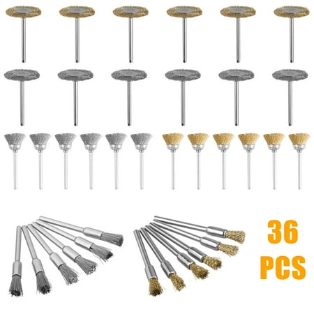 - 36Pcs Brass Steel Wire Brush Polishing Wheels Full kit for Dremel Rotary Tools