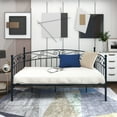 thumbnail image 4 of Twin Bed Frame, Daybed Frame with Headboard, Classic Decorative Appearance Twin Size Sofa Bed with Steel Slat Support, Metal Bed Frame, Mattress Foundation Bed for Living Room Guest Room, Black, 4 of 6