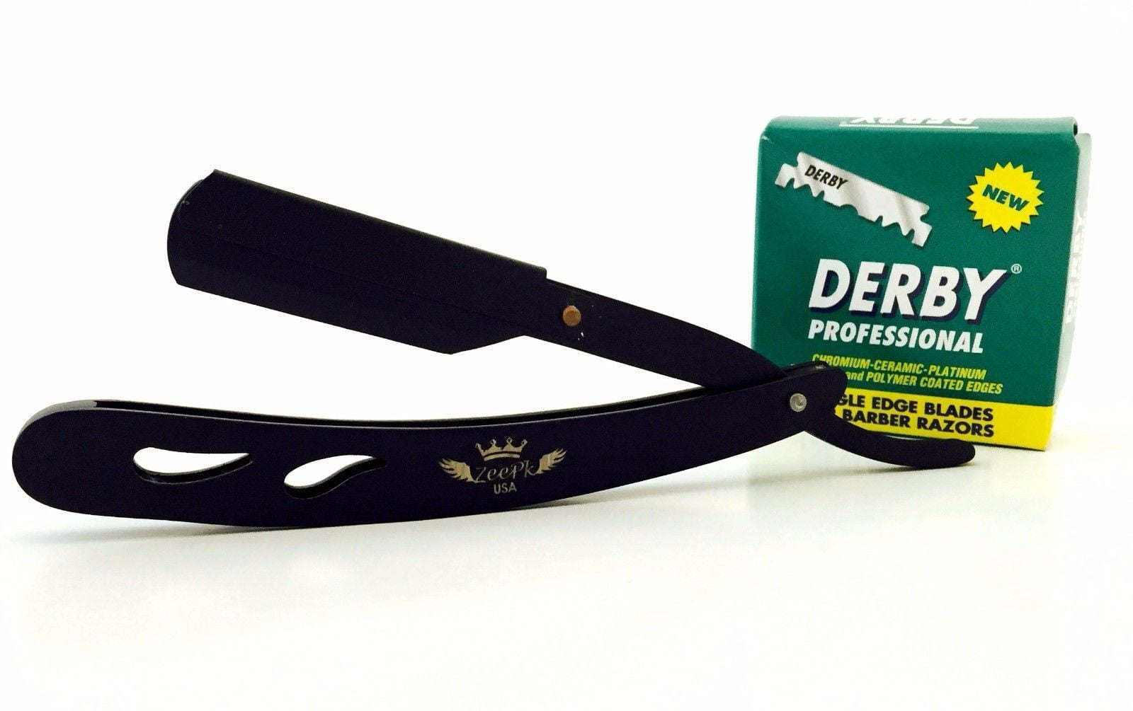 Zeepk Navaja Samurai Black Stainless Straight Edge Barber Razor +100