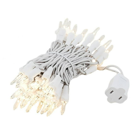 Novelty Lights Clear 50 Light Incandescent Mini Christmas String Lights White Wire 11 Feet