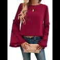 thumbnail image 3 of Blusas de Larga Acampanadas y Holgadas para Mujer, Otoño e Invierno 2025, Temperamentales, para Mujer Vino Tinto M, 3 of 10