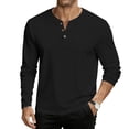 thumbnail image 2 of GrmtClth Men's Long Sleeve Henley Shirt Cotton Blend Raglan Comfy T-Shirt Lightweight Fashion Button Basic Top Shirts 2025 Fall Dark Gray M, 2 of 9