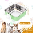 thumbnail image 2 of Uxcell Crate Dog Bowl, Removable Stainless Steel Pet Cage Hanging Anti-overturn Food Water Feeder Cage Cup (Square, Green, 17.7oz), Intended for Puppies/Cat/Rabbit/Bird, 2 of 7