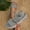 Gray, variant on PiGOGI Women Round Head Hollow Flower Beach Wedge Heel Slippers Casual Summer Comfort Sandals Khaki