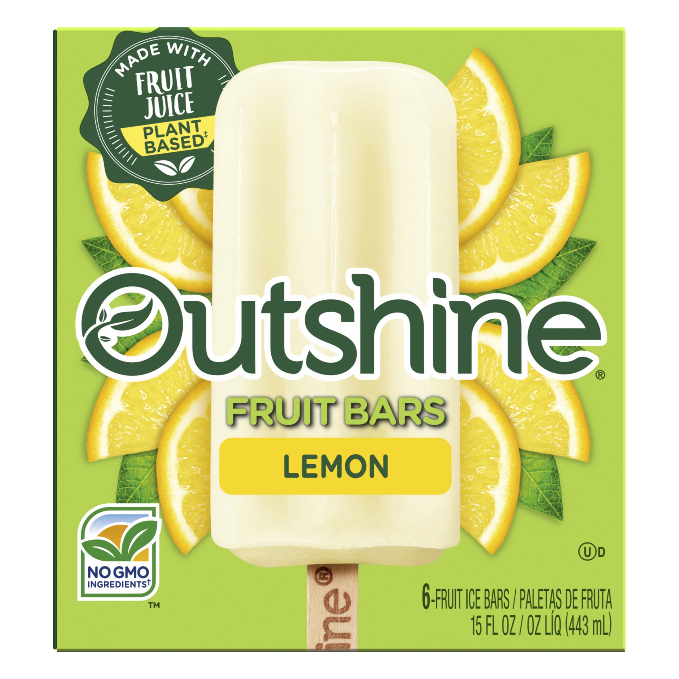 Outshine Lemon Frozen Fruit Bars, Non-GMO, Gluten Free, 6 Count