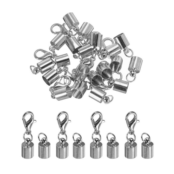 Uxcell 10Pcs Cord End Caps, 5.5mm End Caps Barrel Beads Kumihimo End Caps Iron for DIY Craft (Dark Silver)