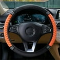 thumbnail image 6 of Soft Leather Car Steering Wheel Cover, Universal 15 Inch Colorful Rhinestones Anti-Slip Elastic Steering Wheel Covers for Most Cars, Sparkly Crystal Diamond for Women Girls (Orange), 6 of 9