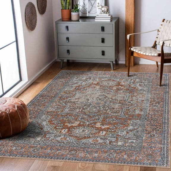 Hauteloom Manhattan Collection Machine Washable Runner Rug for Kitchen, Hallway - Bohemain Vintage Distressed - Oriental Medallion Carpet - Pet Friendly - Brown, Beige, Dark Brown - 2'7" x 10'