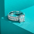 thumbnail image 4 of AnuClub Radiant Cut Moissanite Wedding Rings Sets 4.042cttw(3CT Center Stone) Bridal Set D Color VVS1 925 Sterling Silver Engagement Promise Anniversary Ring for Women With Certificate, 4 of 8