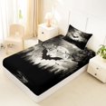 thumbnail image 4 of Manfei Gothic Ghost Twin Sheets 3pcs, Boho Aztec Happy Halloween Bedding, Black White Gray,1 Fitted Sheet, 1 Flat Sheet and 1 Pillowcase, 4 of 5