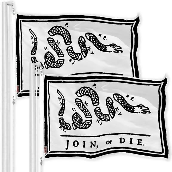 Join, or Die White Flag 3x5FT 2-Pack Printed 150D Polyester By G128