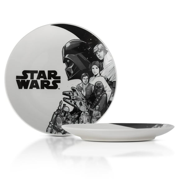 Star Wars Black-and-White Collage 8-Inch Ceramic Coupe Dinner Plate