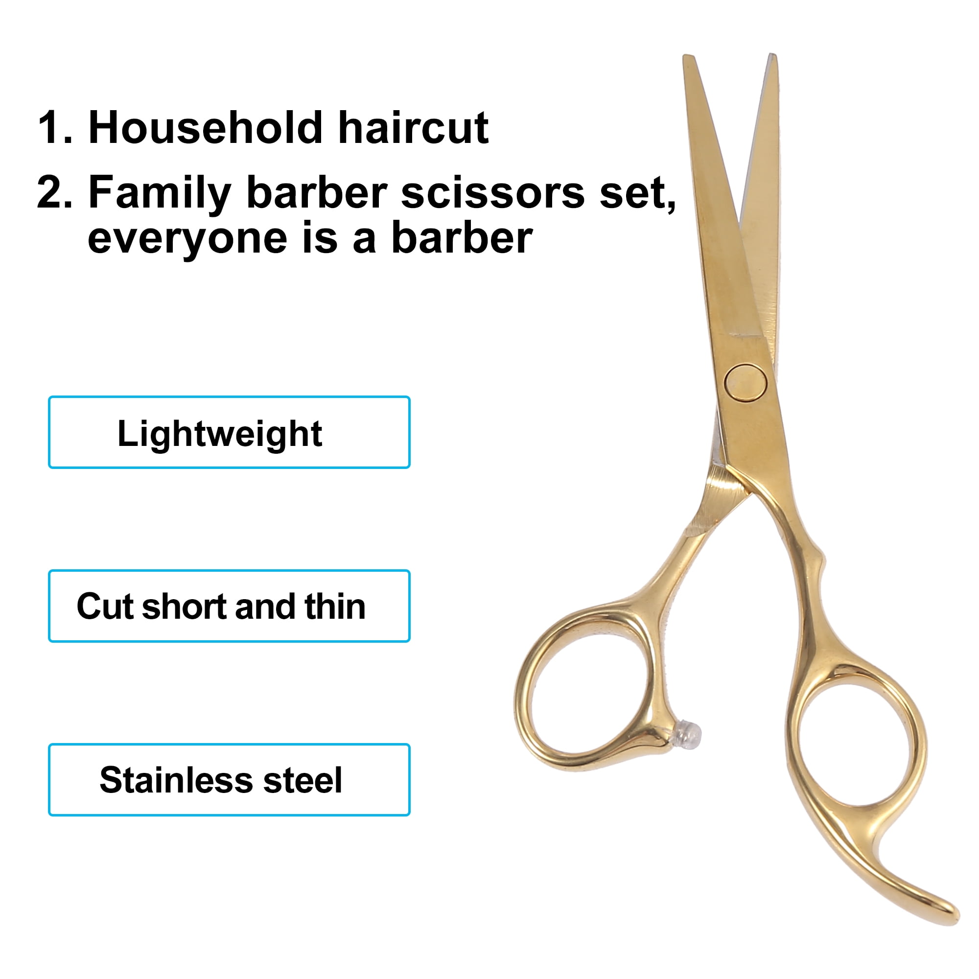 Unique Bargains Portable 5.5" Length Straight Scissors for Men Women Hair Cut Gold Tone