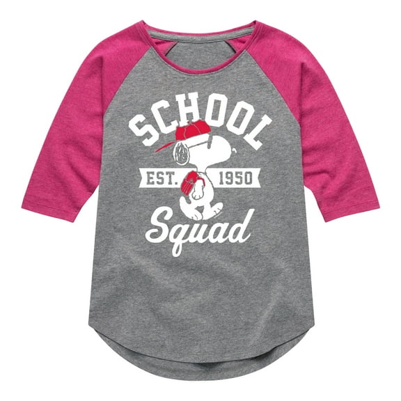 Peanuts - Snoopy School Squad - Toddler & Youth Girls Raglan Graphic T-Shirt