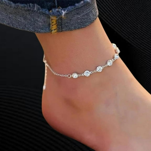 Beautiful 2Ct Round Cut Simulated Diamond Chain Women's Halo Fancy Anklet 14K White Gold Plated 8"in 925 Sterling Silver