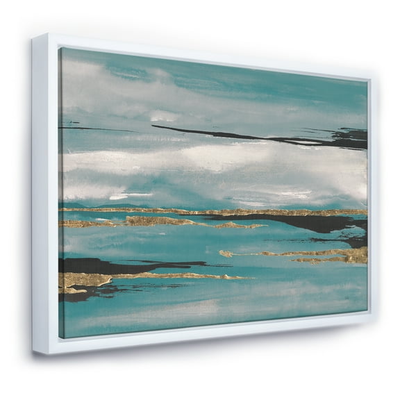 Designart ' Glam Teal Watercolor I ' Modern & Contemporary Framed Canvas