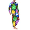 thumbnail image 2 of Naloa Colorful Easter Eggs1 Men’s Pajamas Set - Long Sleeve Button Down Sleep Shirt and Pajama Bottoms Sleepwear Set-, 2 of 7