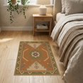 thumbnail image 3 of ODIKA 2'x3' Washable Throw Rug Burnt Sienna Geometric Symmetry Design Intricate with Cultural Motifs for Hallway, Study Room, Non-Slip Low Profile, Flatwoven, 3 of 7