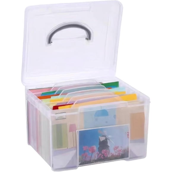 Photo Storage Box with Inner Photo Keeper 5x7 Photo Box with Lifting Handle