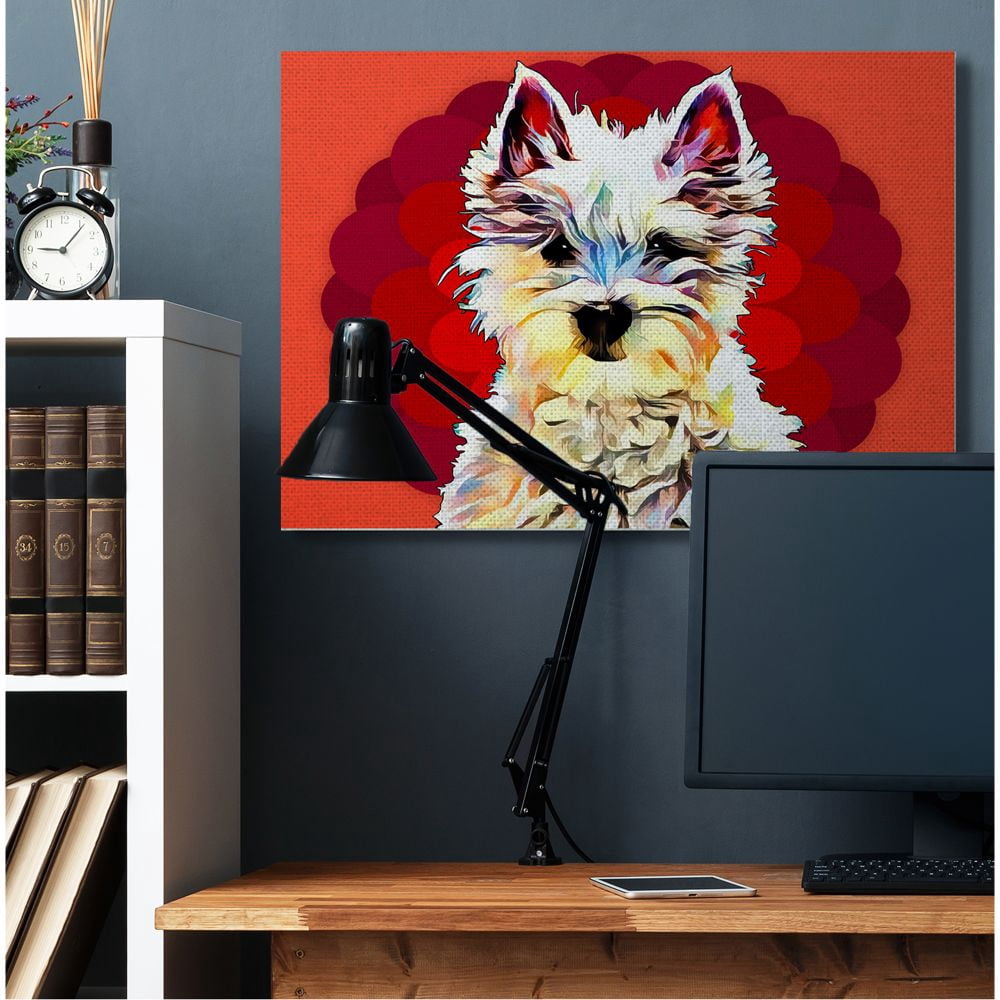 Stupell Industries Colorful Westie Dog over Pattern Pop Art Pet Designed by Kim Curinga