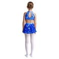 thumbnail image 2 of Miutii Kids Girls Shiny Sequins Salsa Samba Rumba Dance Costumes Sleeveless Cutout Metallic Latin Jazz Dancewear Blue 10, 2 of 5