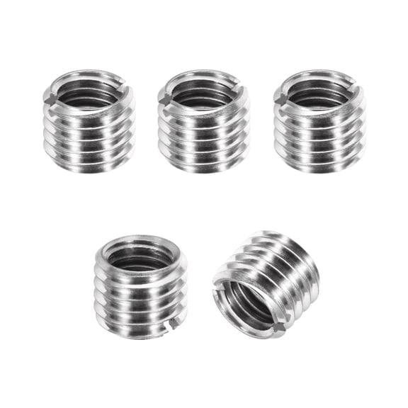 Thread Adapters Sleeve Reducing Nut, 5Pcs M10x1.5 Male to M8x1.25 Female Repairing Insert Nut Screw Reducer Conversion 303 Stainless Steel Fastener 8mm