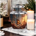thumbnail image 6 of JAGASY Orange Butterfly Urn for Ashes - Funeral Large Urn for Ashes Adult Male - Grey Handmade Cremation Urns for Mom & Dad - Orange Leaf Urns for Parents - ( 10 Inch ), 6 of 7