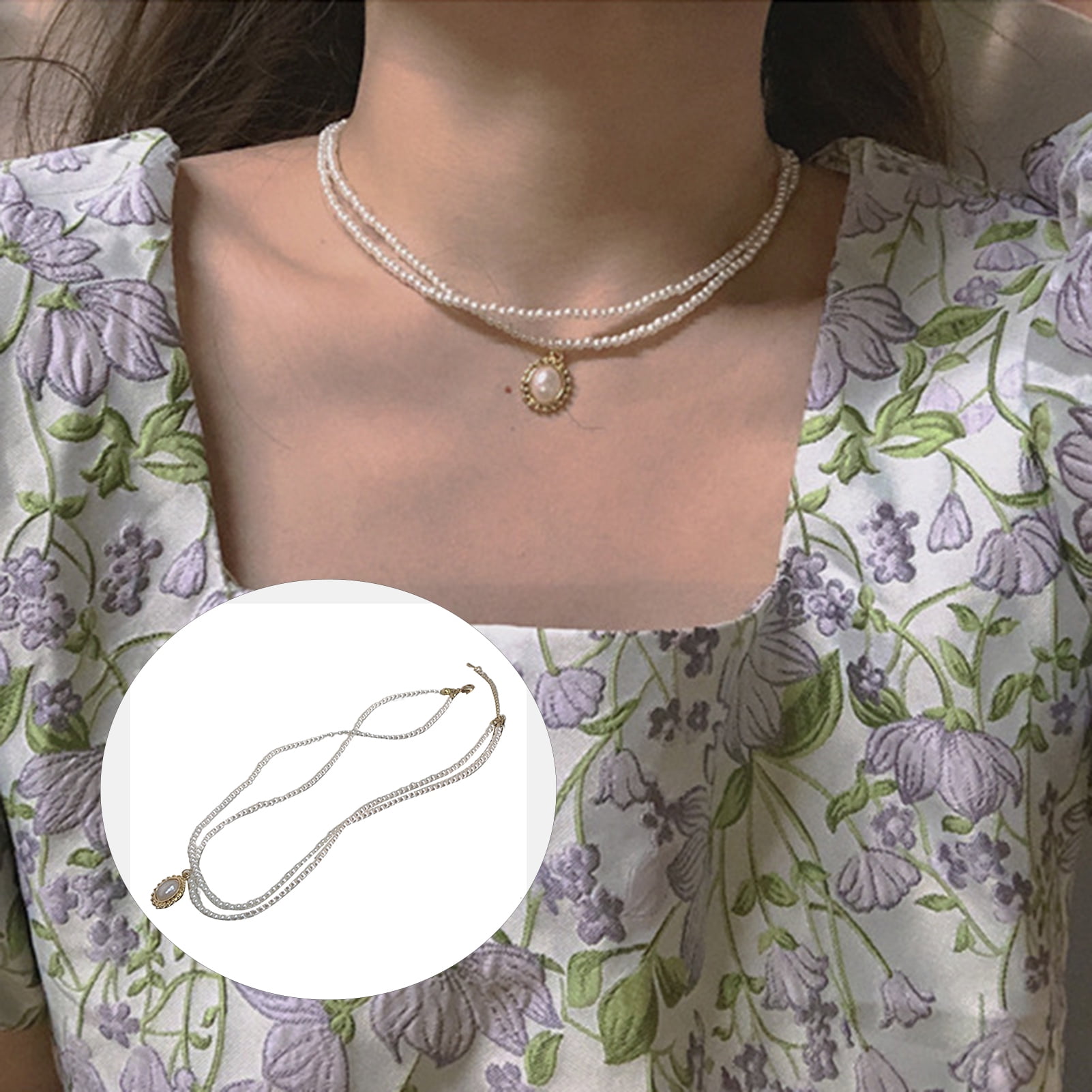 Layer Pendant Choker Necklace 