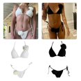 thumbnail image 2 of Women 3D Flower Swimsuits Female Halters Bathing Suit Two Pieces Split Swimwear Sexy Backless Swimming Costume Pink L, 2 of 4