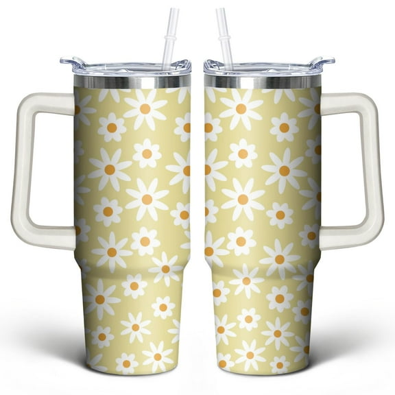 30oz Pioneer Tumbler with Handle Lid and Straw,Bohemian Style Colorful Floral Vintage Tumblers Gifts for Women Girls Men Adults Pink