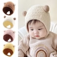 thumbnail image 4 of Toddler Hat Newborn Toddler Warm Hip Hop Soft Cute Thickened Warmer Bonnet Newborn Cap Autumn Winter Hats Baby Children Beanie Caps BROWN, 4 of 8