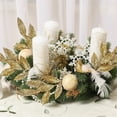 thumbnail image 4 of 20 Pieces Glittered Artificial Leaf Spray Picks 13" Tall for Christmas Winter Wedding Wreath Tree Floral Arrangment Vase Bouquets Table Centerpieces Decoration (Glod), 4 of 7