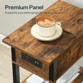 thumbnail image 6 of End Table with Charging Station, Flip Top Side Table with USB Ports, Narrow Nightstand Bedside Tables with Storage Shelves, for Small Space, Living Room, Rustic Brown and Black BF141UBZ01, 6 of 9