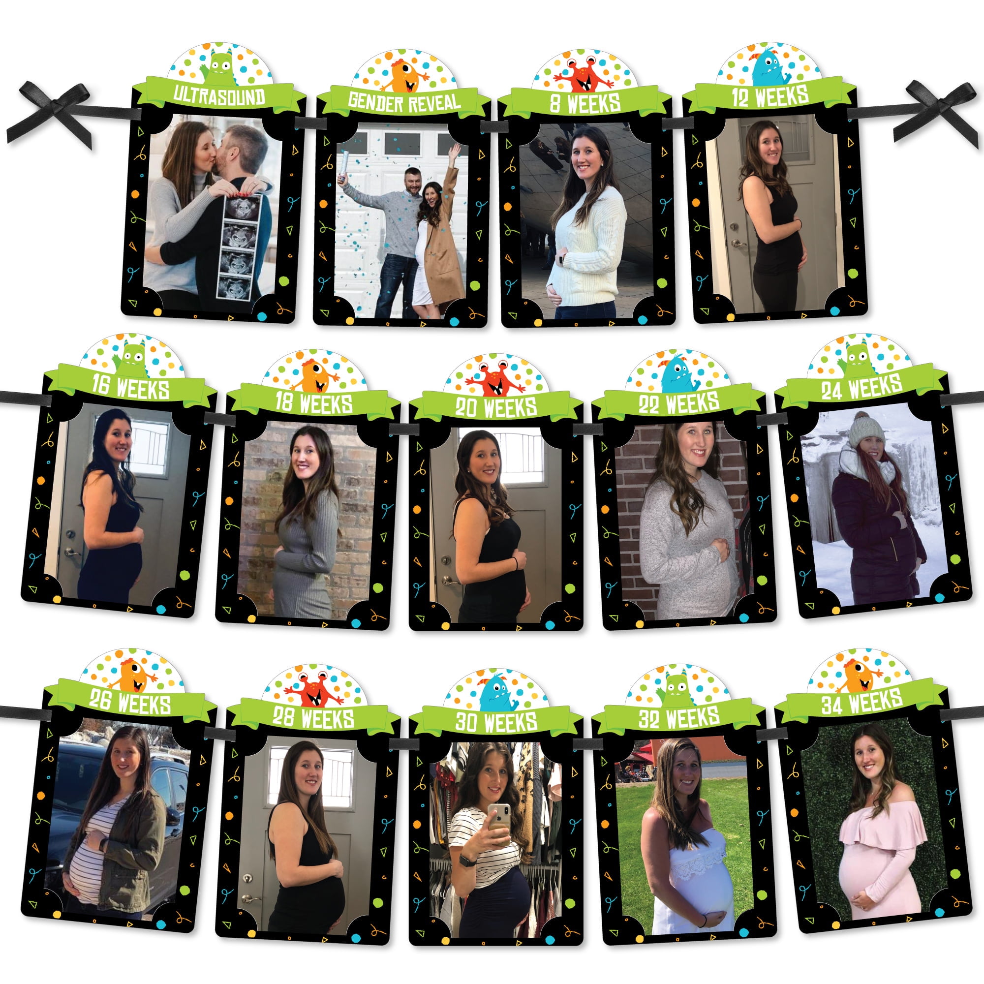 Big Dot Of Happiness Monster Bash Diy Baby Shower Decor Weekly Pregnancy Picture Display Photo Banner Walmart Com