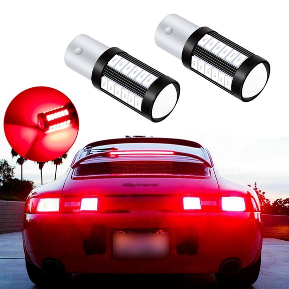 Xotic Tech 2pcs 33-SMD Pure Red 1156 1619 1651 LED Brake Tail Stop Light Bulbs w/Projector Lens