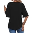thumbnail image 5 of UVN Blouses for Women V Neck Half Bell Sleeve Shirts Summer Ladies Casual Flowy Tunic Tops, 5 of 9