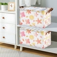 thumbnail image 2 of Yayeee Foldable Storage Basket for Shelves with Handles Waterproof Cloth Bins, White Floral Orange, 2 of 7