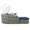 thumbnail image 6 of Churanty Outdoor Sunbed with Adjustable Canopy for Two Person Patio Chaise Double Lounger for Beach Backyard,Gray Wicker And Blue Cushion, 6 of 12